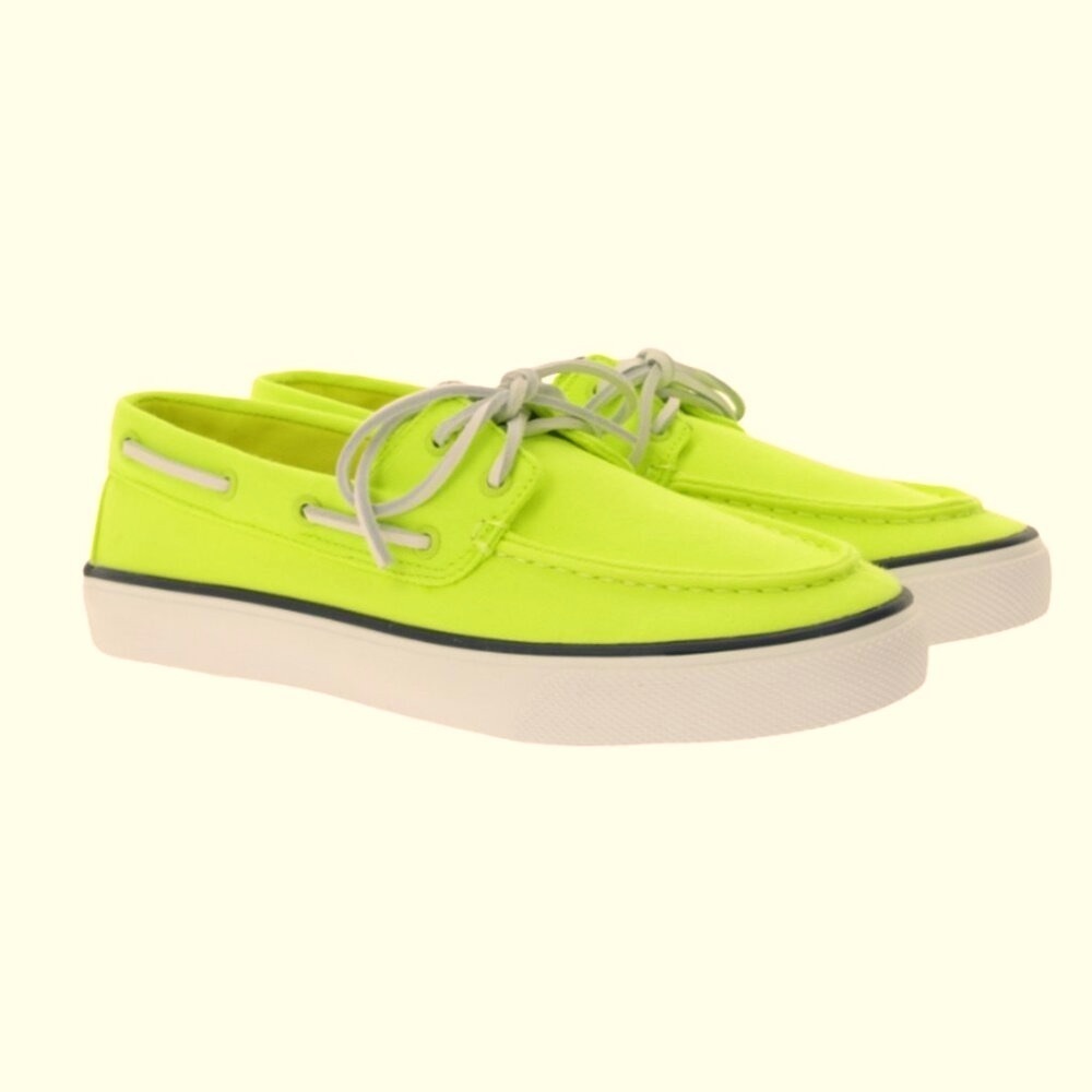 New SPERRY Bahama 2.0 Canvas Boat Yellow Shoes Size 6.5 M